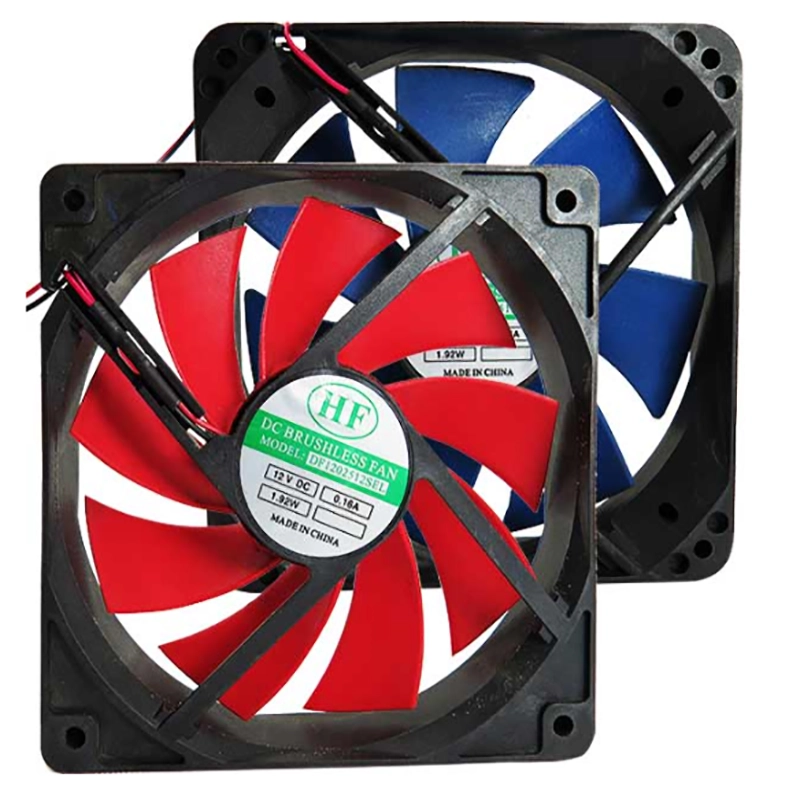 فن کیس HF 12 × 12 مشکی ساده پره رنگی مدل DF1202512